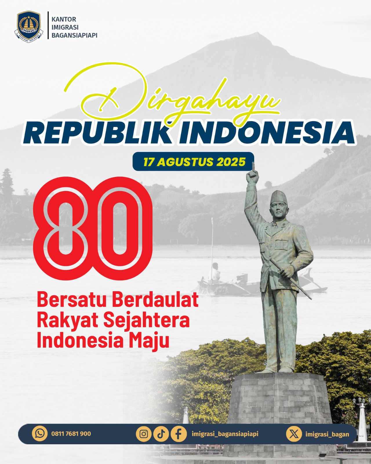 Dirgahayu Republik Indonesia ke-80 : Imigrasi Bagansiapiapi Gelar Upacara Peringatan Hari Ulang Tahun Kemerdekaan Republik Indonesia ke-80
